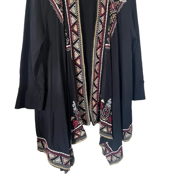 Johnny Was Black Embroidered Open Front Cardigan - Picture 6 of 9